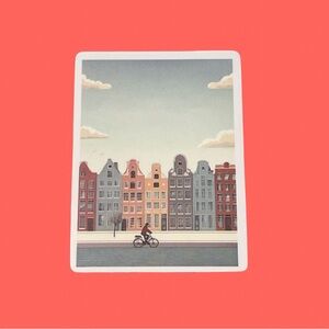 Buildings street cyclist sticker